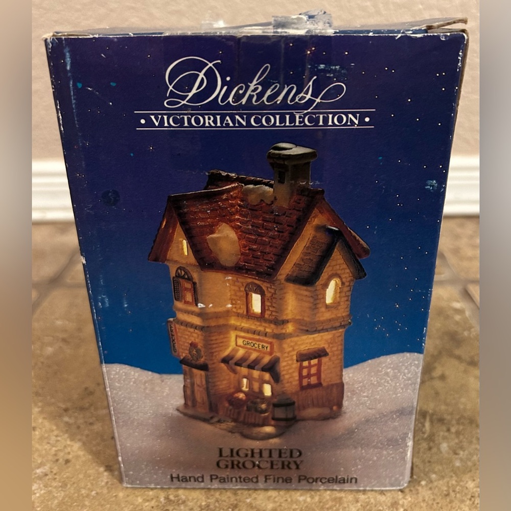 Dickens Victorian Collection Porcelain Lighted Grocery Store Christmas Village